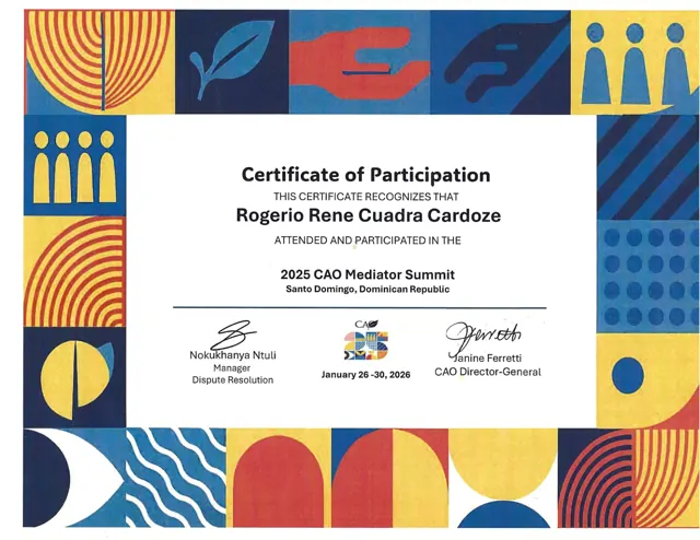 Constancia del CAO Mediator Summit 2025